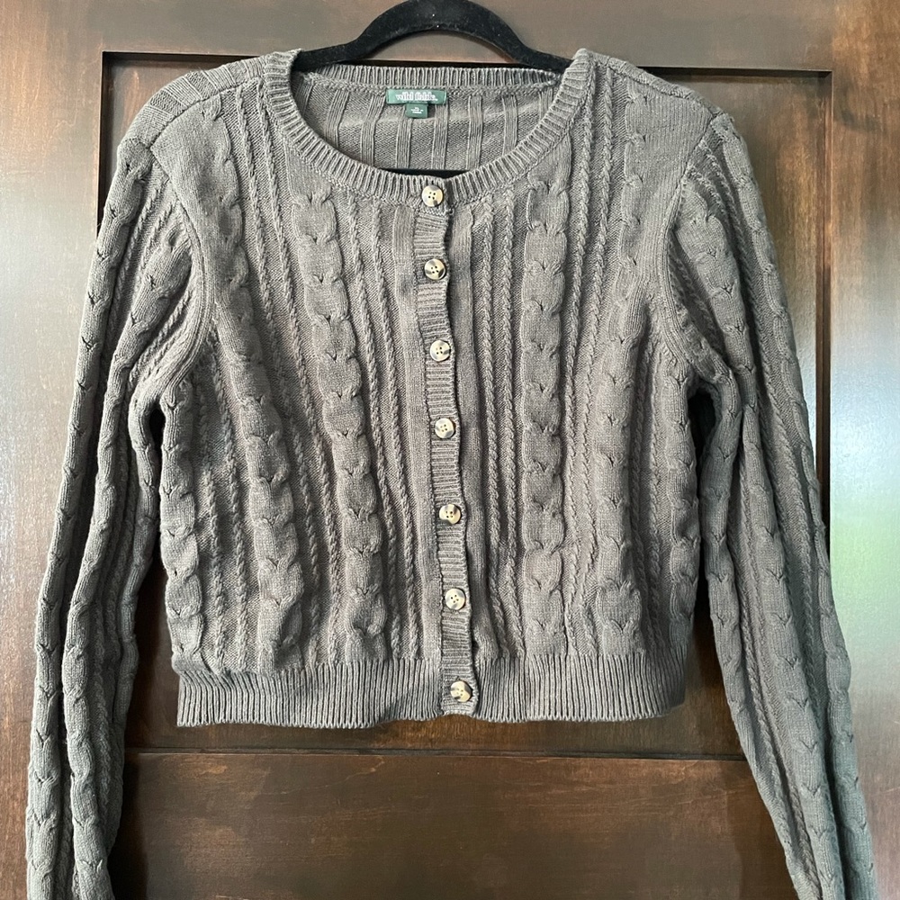 Cropped Green Knit Sweater